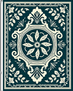 Vintage Floral Frame Mandala Design Rug
