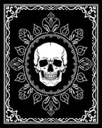 Monochromatic Skull Floral Frame Rug