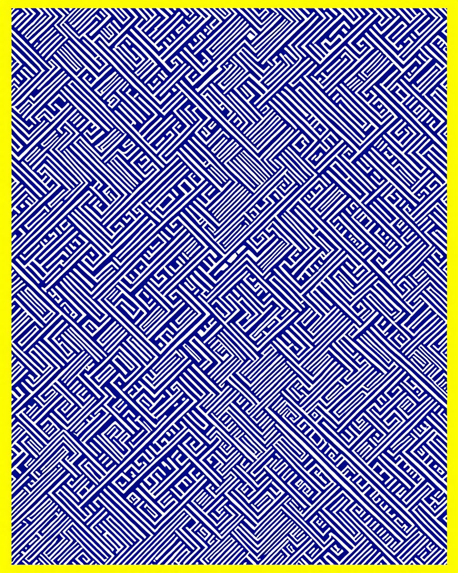 Blue White Abstract Linear Pattern Rug