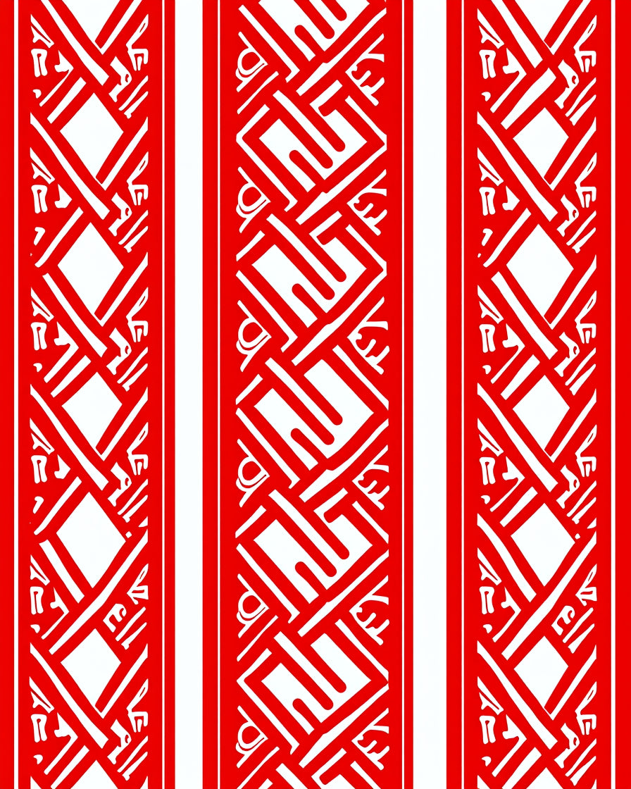 Bold Red Interlocking Geometric Pattern Rug