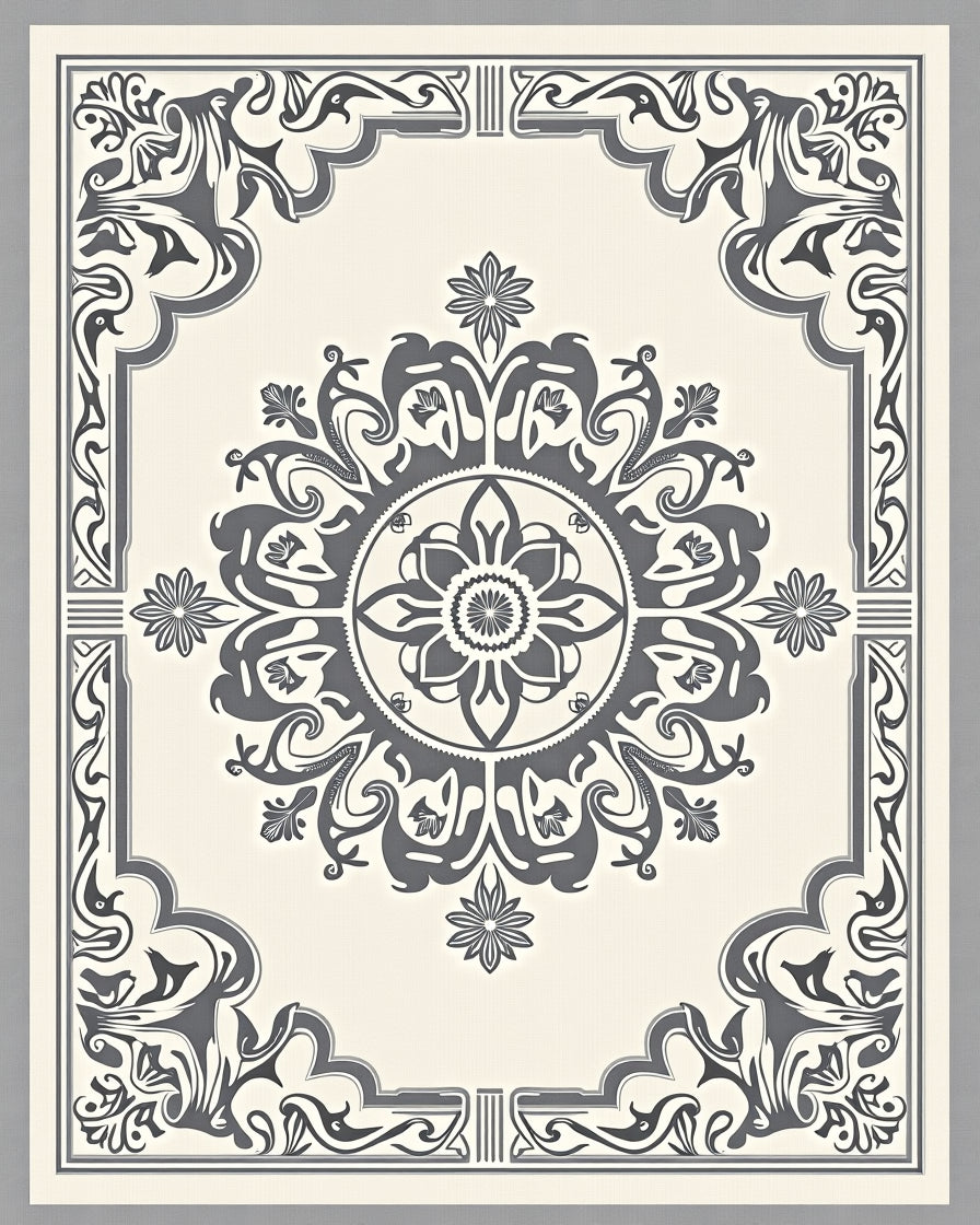 Classic Damask Floral Medallion Rug
