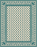 Damask Floral Patterned Teal Rug