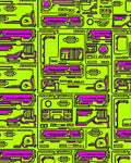 Neon Pink Geometric Futuristic Design Rug