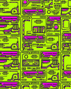 Neon Pink Geometric Futuristic Design Rug