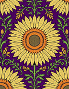 Sunflowers With Green Vine Pattern Rug