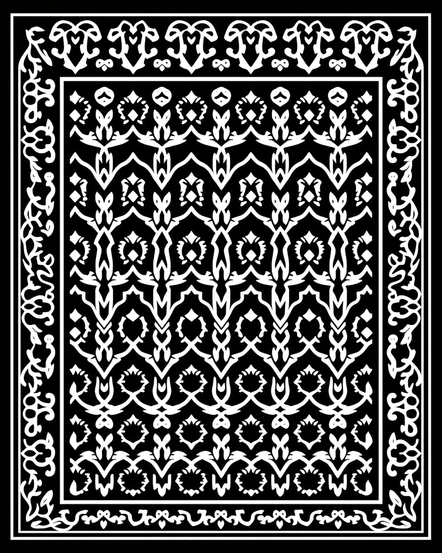 Intricate Floral Damask Stylized Pattern Rug