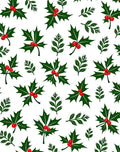 Holly Berries Festive Green Leaves Rug