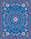 Floral Medallion Patterned Teal Rug