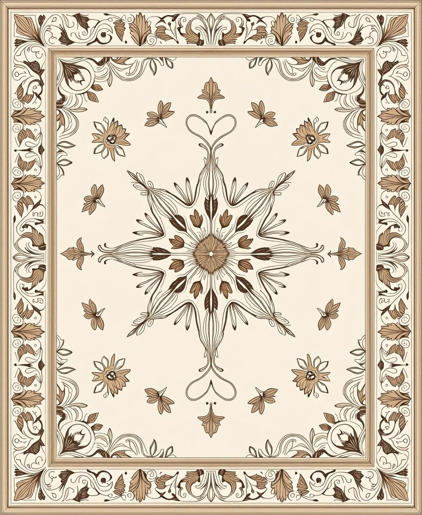 Elegant Floral Scrollwork Medallion Design Rug