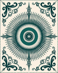 Radiant Sunburst Scrollwork Design Rug