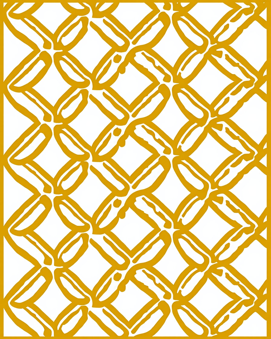 Ochre Interlocking Chain Link Design Rug