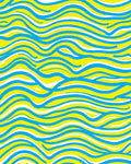 Yellow Blue White Wavy Lines Pattern Rug