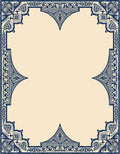 Intricate Blue Ivory Geometric Border Rug