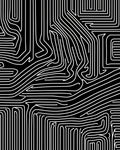 Abstract White Lines On Black Pattern Rug