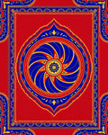 Red Blue 2 Tone Mandala Design Rug