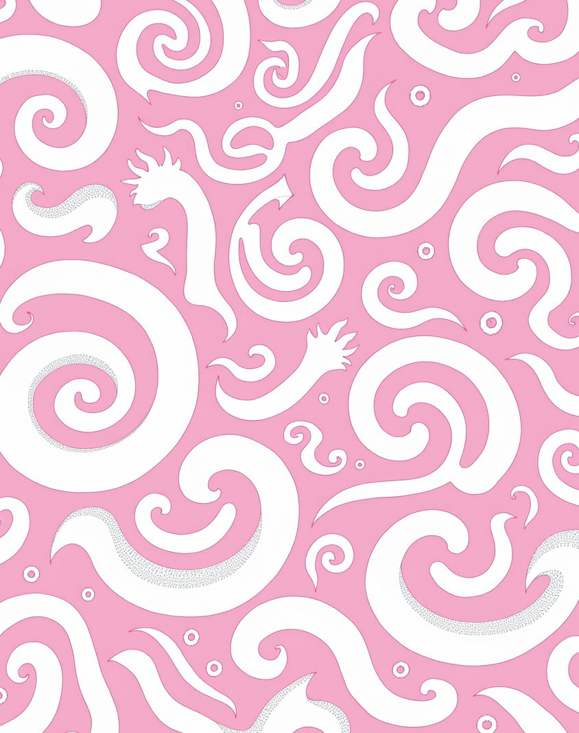 Pink Whimsical Swirl Dragon Rug