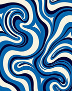 Abstract Blue Wave Pattern Rug