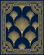 Art Deco Fan Pattern Navy Gold Rug