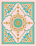 Turquoise Gold Floral Medallion Rug