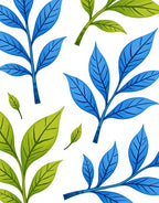 Delicate Blue Green Leaf Pattern Rug