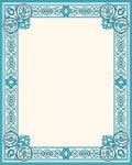 Oceanic Blue Antique Floral Border Rug