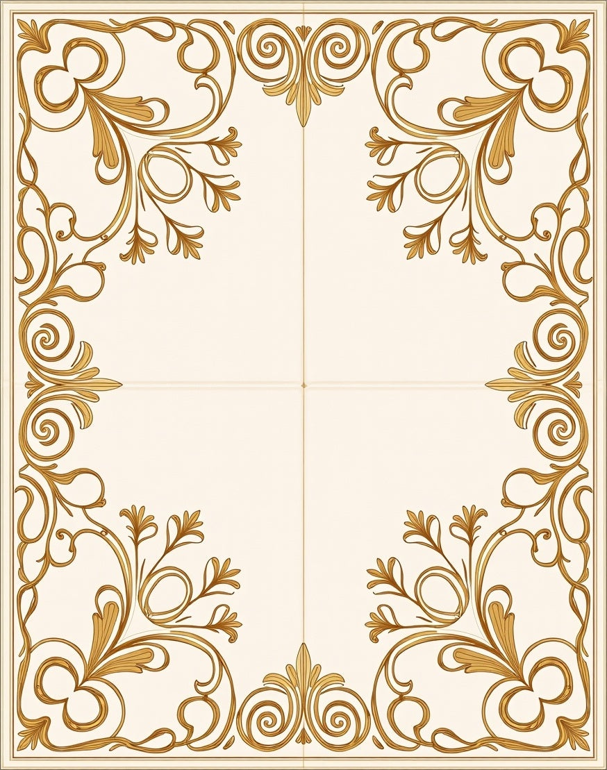 Elegant Gold Swirl Floral Pattern Rug