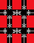 Red Black White Geometric Star Tree Rug