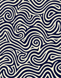Navy Cream Swirling Waves Rug
