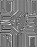 Bold Black White Maze Pattern Rug
