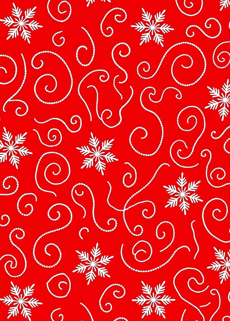 Red Snowflake Swirl Pattern Rug