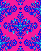 Vivid Blue Floral Arabesque Pattern Rug