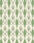 Green Floral Diamond Patterned Vintage Rug