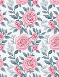 Elegant Pink Rose Floral Pattern Rug
