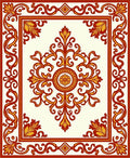 Rich Red Gold Floral Scroll Rug