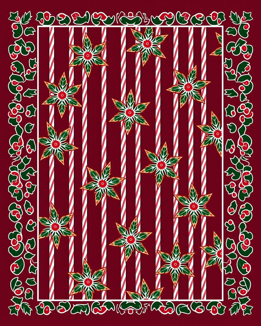 Striped Floral Pattern Rug