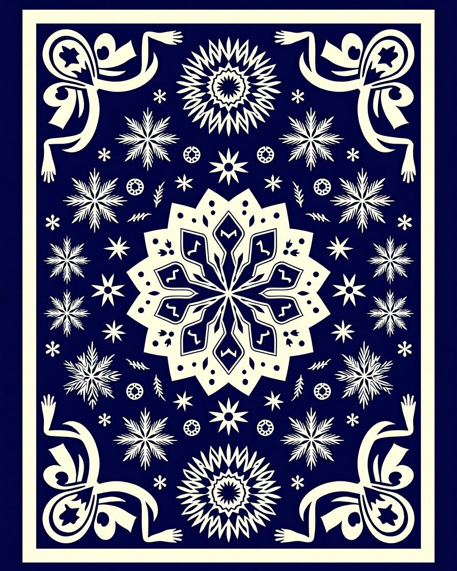 Whimsical Snowflake Mandalas Pattern Rug