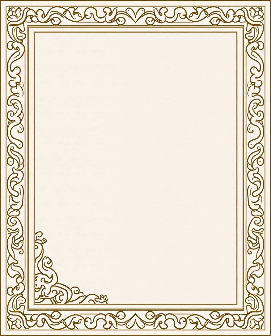 Ornate Damask Scroll Border Design Rug