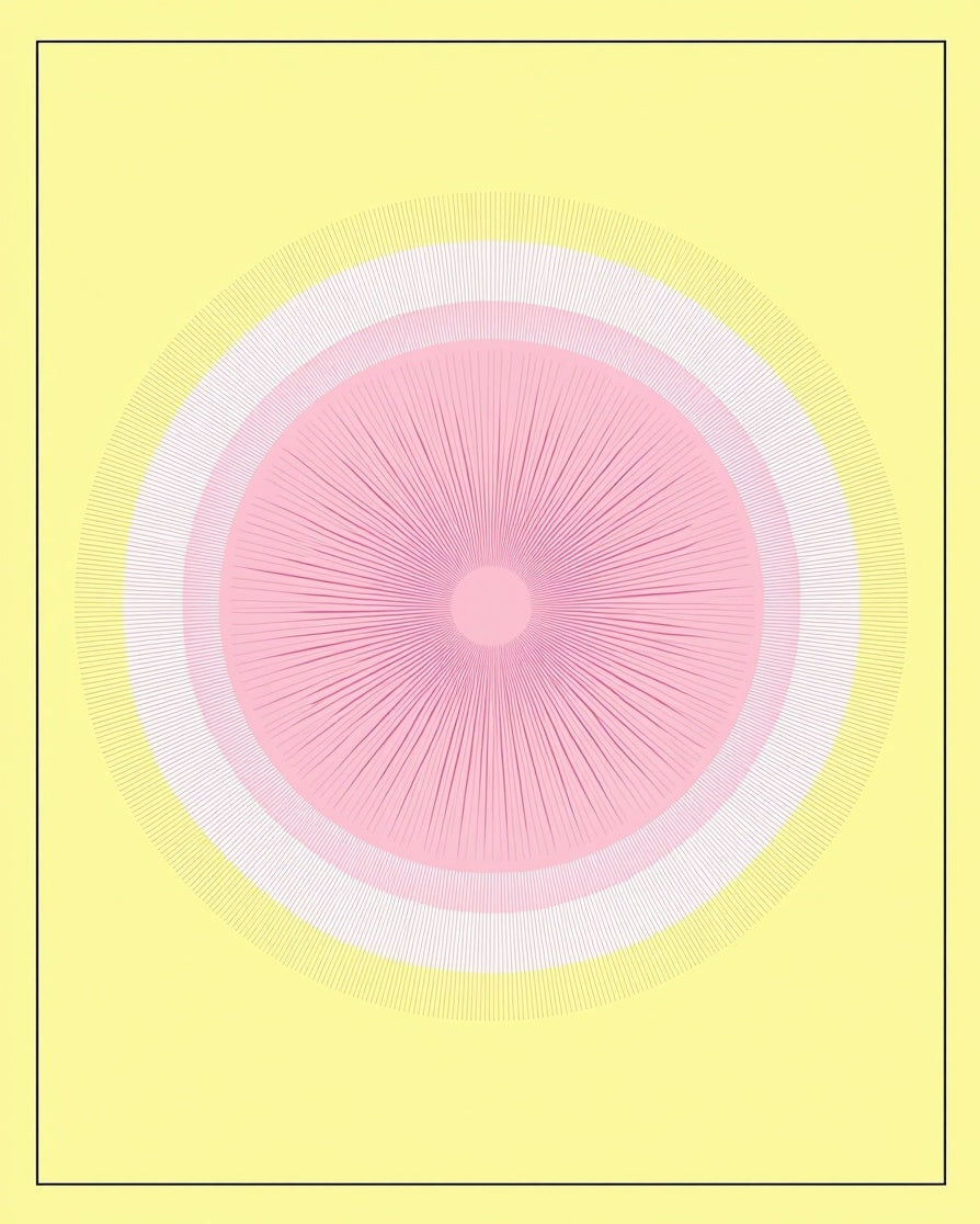 Concentric Sunburst Modern Pink Yellow Rug