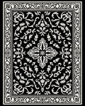 Ornate Black White Floral Pattern Rug