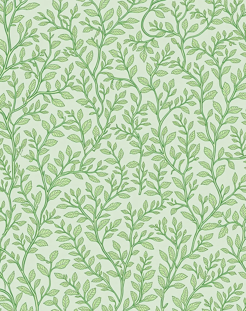 Green Vine Foliage Pattern Rug