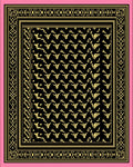 Black Golden Floral Geometric Border Rug