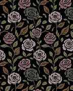 Dark Floral Rose Pattern Rug