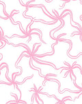 Soft Pink Swirling Ribbon Calligraphy Rug