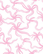 Soft Pink Swirling Ribbon Calligraphy Rug