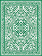 Green Intricate Sunburst Pattern Rug