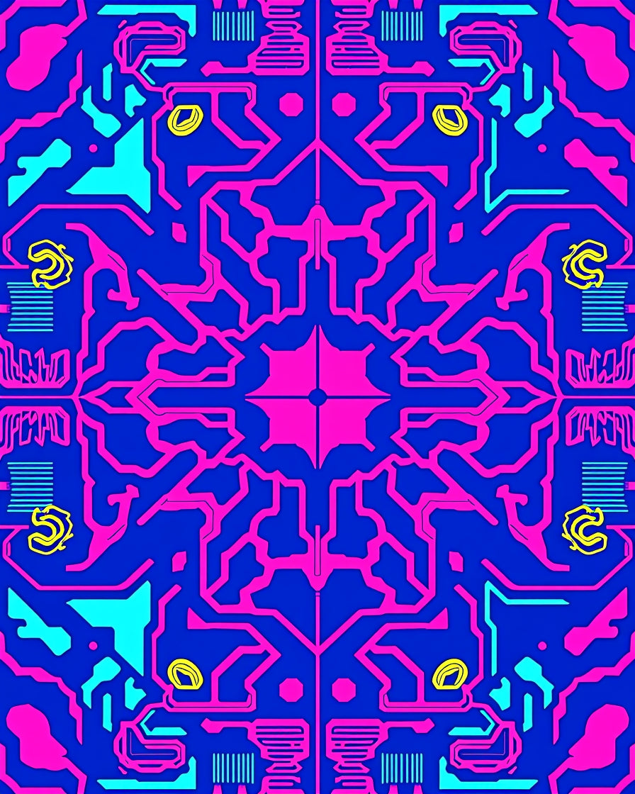 Futuristic Circuit Board Abstract Design Rug