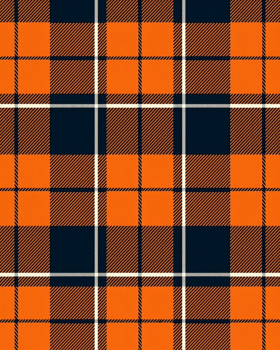 Classic Orange Navy Plaid Pattern Rug