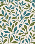 Teal And Green Leaf Pattern Rug