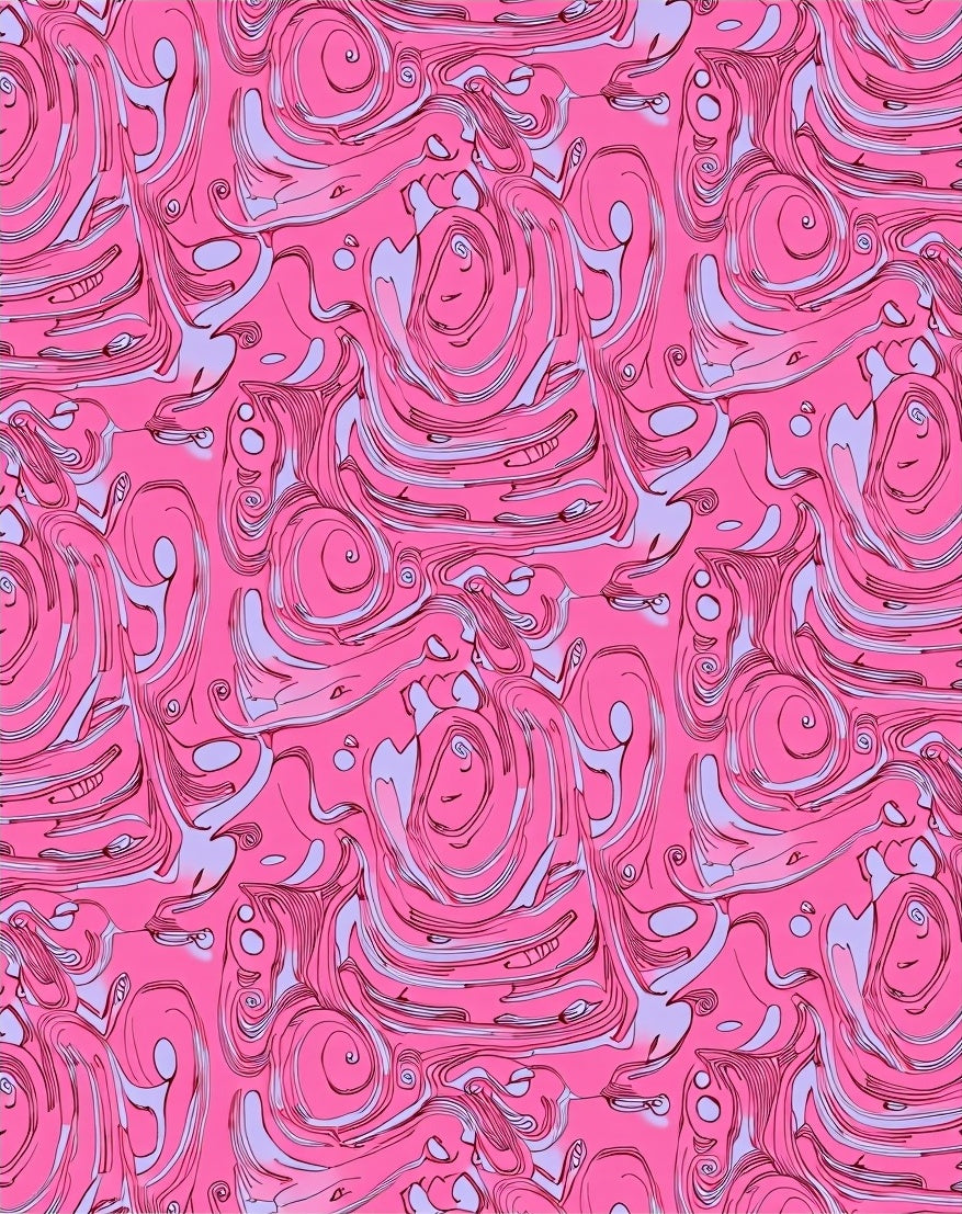 Whimsical Pink Swirl Flow Pattern Rug