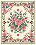 Pink Rose Floral Motif Rug